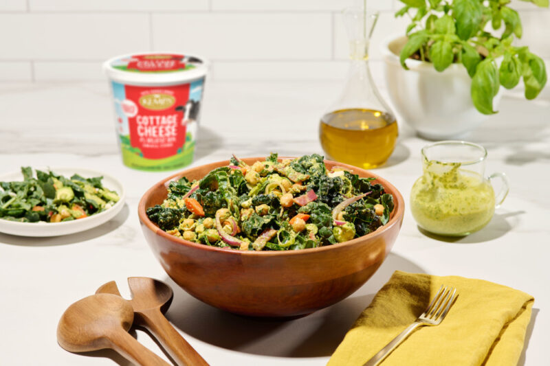 Prep Ahead Marinated Kale and Chickpea Salad