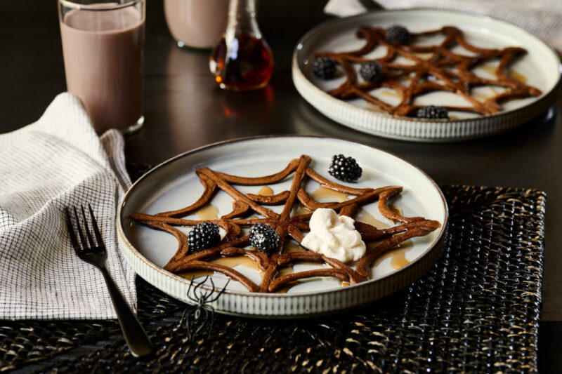 Chocolate Spiderweb Pancakes