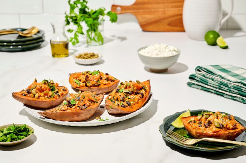 Cottage Cheese Sweet Potato Boats